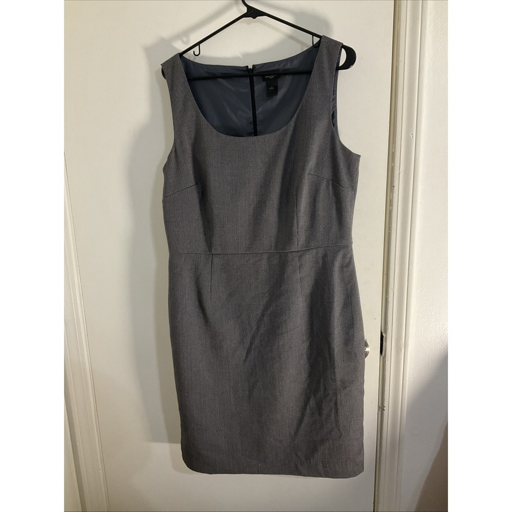 Ann Taylor Black/White Houndstooth Fit & Flare Midi Dress Size 14